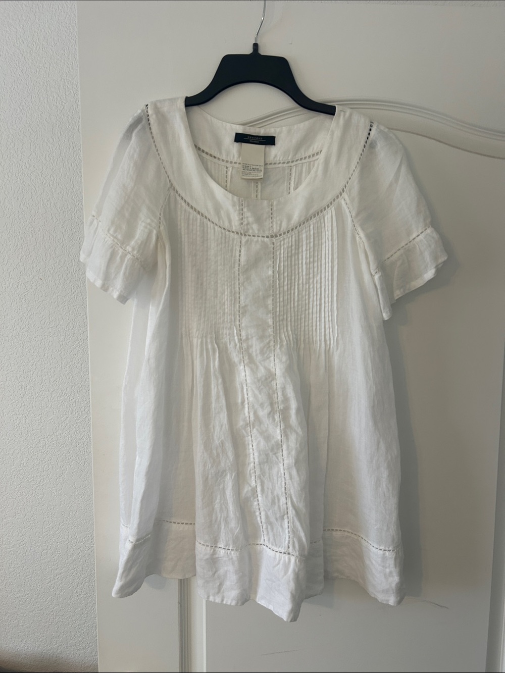 MaxMara White Pintuck Peasant Tunic